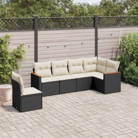 Garden Sofa Set Black PE rattan Large Adjustable Feet
