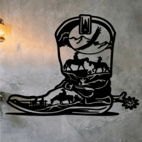 CIFbuy Gothic Black Metal Boot Wall Hanging Indoor Outdoor Art Sculpture(TikTok, temu pick-up service)