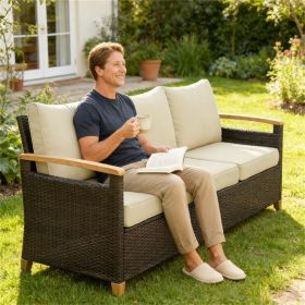 Outdoor terrace sofa, sofa, double sofa, beige