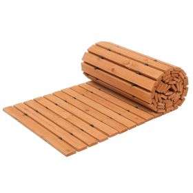 Wooden Garden Pathway, 12 ft L x 22 in W, Non-Slip Straight Garden Walkway, Roll Out Cedar Outdoor Walkway Path with Wire Rope Connection