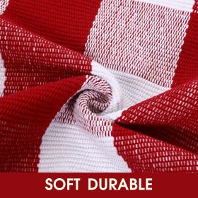 Christmas Red and White Plaid Rug, 28 x 43 Inches Cotton Hand-Woven Layered Door Mat for Front Porch, Entryway, Outdoor Holiday Decor