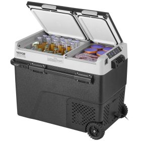 Portable Car Refrigerator, 12 Volt Car Refrigerator Fridge, 58 L / 61.5 QT Dual Zone Portable Freezer, -4 to 68 F Adjustable Temperature