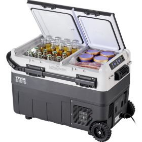 Portable Car Refrigerator, 12 Volt Car Refrigerator Fridge, 50 L / 52.8 QT Dual Zone Portable Freezer, -4-68 F Adjustable Temperature