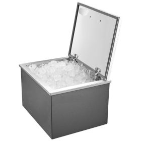 Drop in Ice Chest, 20"L x 16"W x 13"H Stainless Steel Drop in Cooler, 44.7 Quart Commercial Ice Bin with Flip Lid for Outdoor Kitchen Patio Bar