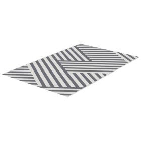 Reversible Outdoor RV Rug, Patio Floor Mat, 6' x 9' Plastic Rug for Backyard, Deck, Beach, Camping, Grey and Cream