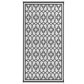 Reversible Outdoor Rug, Waterproof Plastic Straw with Carry Bag, 9' x 18', Black & Gray Lantern (Color: Black)