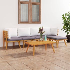 Garden Lounge Set Dark Grey, White (Color: Brown)